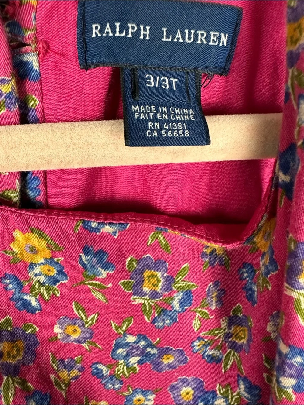 Ralph Lauren Girls Sz 3 Cotton Floral Print Sleeveless A Line Dress Pink  Multi